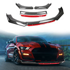 For Ford Mustang Universal Front Bumper Red Lip Spoiler Splitter Carbon Fiber