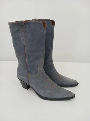Franco Sarto Women Boot Gray 6.5 Western Leather Mid-Calf 355/2 05/03 9/5 Brazil - Image 1 of 4