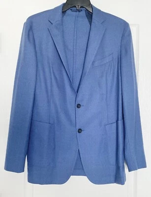 Blazer Traje Abrigo Chaqueta 42 L EE. UU. HUGO BOSS Azul Denim Sarga Lana Sin Forro Foto 1 de 4
