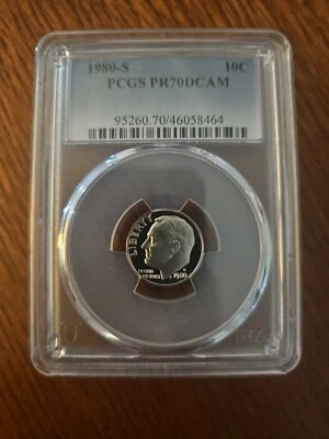 1980 S 10C Roosevelt Dime Proof PCGS PR70DCAM 90% SILVER, FREE SHIPPING! - Image 1 of 4