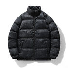 Men Overcoat Jacket Parka Outwear Coat Leaf Print Windproof Warm Winter Thicken