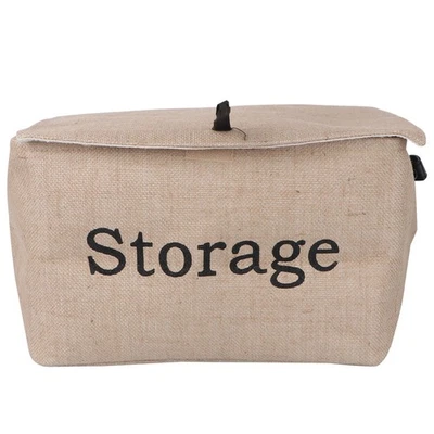 Wardrobe Storage Organizer Box Foldable Jute Canvas for Underwear Socks - Image 1 of 4
