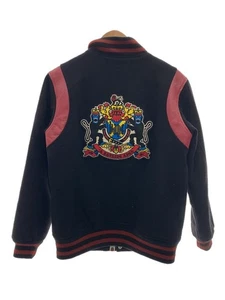 A Bathing Ape Melton Leather Stadium Jacket/M Size/Wool/Black/Abathing Back Logo - Picture 1 of 9