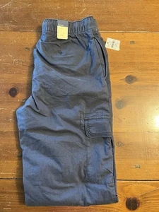 NWT Gap Kids Navy Blue Cargo Pants Size XXL (14-16) Grey Jersey Lining - Picture 1 of 6