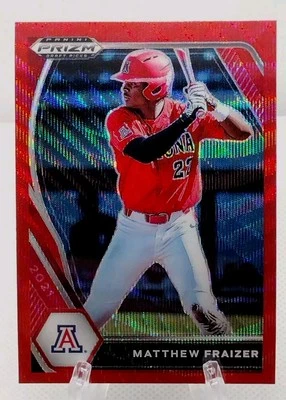 Matthew Fraizer Red Wave Prizm 2021 Panini Prizm Draft Picks Pittsburgh Pirates  - Image 1 of 2