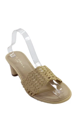 Sandálias femininas Marc Fisher biqueira aberta ráfia salto bloco bege tamanho 9,5 - Imagem 1 de 4