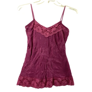 Womens Crinkle Cami Top Size Small Dark Pink Lace Fairy Coquette Whimsigoth Tank - Picture 1 of 9