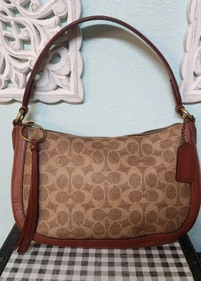 Bandolera Coach Sutton Bronceada Tiza Dorada Firma Lona Bolso de Hombro 52577 Marrón Foto 1 de 4