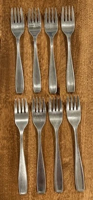 Set Of 8 WMF Cromargan LINE Salad Fork Stainless Germany 6 1/2” Triangle Mark - Image 1 of 4