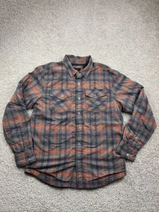 Prana Asylum Mens Sz M Waffle Thermal Lined Snap Button Flannel Shirt Plaid - Picture 1 of 12