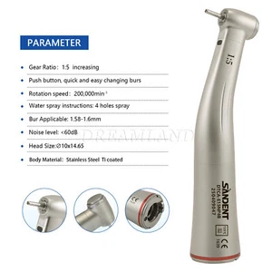 Pieza de mano eléctrica dental 1:5 contra ángulo aumento LED ajuste NSK Reino Unido - Imagen 1 de 24