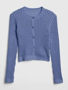 4 5 T GAP KIDS Blue Lightweight Pointelle Cardigan Sweater Girl NWT - Picture 1 of 1