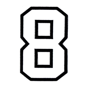 Number 8 Eight 4.5 inch White Embroidered iron on Patch for Jacket Jeans Hat P18 - Picture 1 of 4
