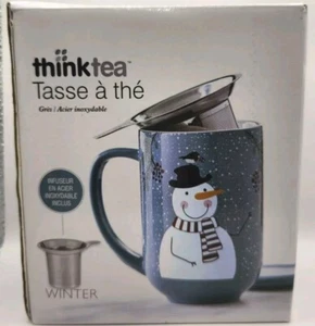 Thinktea Tea Mug And Steeper - Green, Snowman - Picture 1 of 6