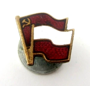 Gesellschaft polnisch-sowjetischer Freundschaft große polnische Anstecknadel Emaille UdSSR & Polen Fahnen - Bild 1 von 5