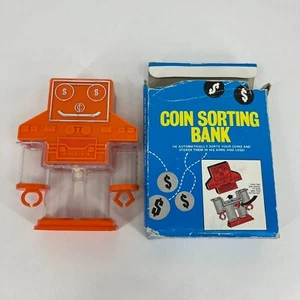 Vtg Robot Coin Sorting Bank The Lincoln Line 5271 Toy In Original Box Orange - Picture 1 of 7