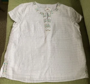 NEU VINEYARD VINES WEISS BESTICKT LEINEN KURZ TUNIKA TOP BAUMWOLLE GEFÜTTERT GR M - Bild 1 von 2