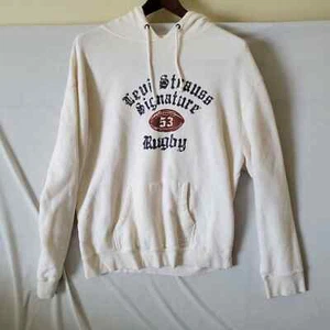 Levis Strauss & Co Mens XL White Hoodie Sweatshirt Rugby Logo - Picture 1 of 5