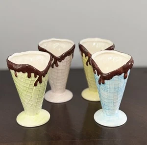 Royal Norfolk Vintage Ceramic Waffle Ice Cone Shaped Sundae Dishes 7.2 oz - Picture 1 of 9
