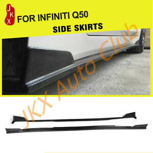 For 14-18 Infiniti Q50 V37 ST Style Side Skirts Spoiler Carbon Fiber o Body Kit