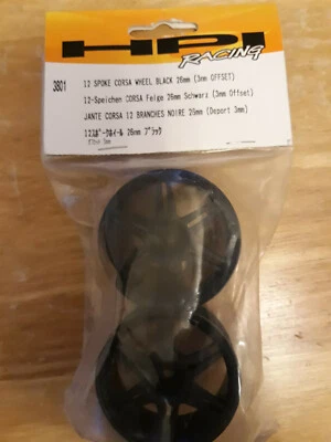 3801 - 12 SPOKE CORSA WHEEL BLACK 26mm (3mm OFFSET) - Image 1 of 2