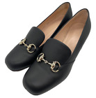 Gucci Women's Horsebit Square Toe Leather Loafer Pumps in Black Size 35.5