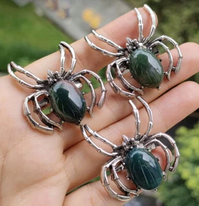 3pcs Indian AGate Gems Spider Pendants Brooch Chakra Reiki Healing Amulet - Picture 1 of 1