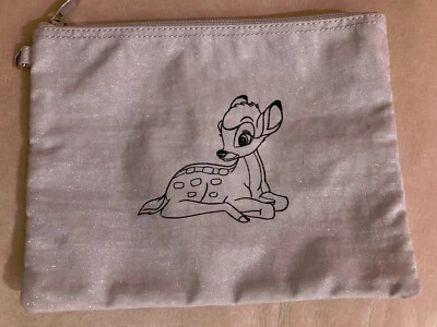 TCM Original DISNEYs BAMBI Tasche Grau mit Glitzer Reißverschluß 24x18cm NEUw - Bild 1 von 4