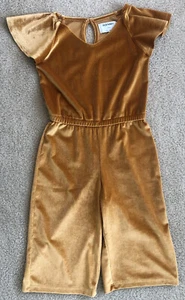 OLD NAVY size 5 (XS) Girls Mustard Yellow Gold velour Cropped Fall Jumpsuit - Picture 1 of 4