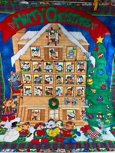Fabric Panel Merry Christmas Countdown Calendar Completed Quilted Wall Hanging - Picture 1 of 8