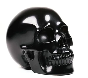 5,0" Teschio di Cristallo di Ossidiana Nera,Realistico,Scultura di Pietra Preziosa Intagliata a Mano,Cr... - Foto 1 di 8