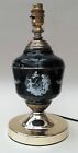 Vintage Table Lamp Base Black Ceramic With White Greek Mythology Pattern 26cm