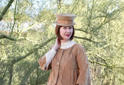 Vintage 50's Union Made Women Hat Retro Jacket Blazer Sz 8 Brown Corduroy  - Image 1 of 4