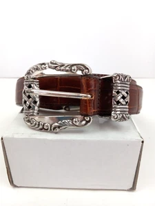 Brighton Leather Belt Crocodile Embossed 44807 S Roller Buckle 1995 Vintage - Picture 1 of 9