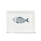 Abbott Collection 27-Corfu-550 Small Rectangle Fish Plate, 1 Ea, White/Blue
