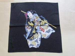 Ukiyoe Furoshiki, Tango Chirimen-Kabuki Schauspieler (schwarz) - Bild 1 von 3