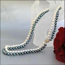  2 rows 9-10 mm black + white South Sea SOUTH SEA pearl necklace 14K Gold Clasp