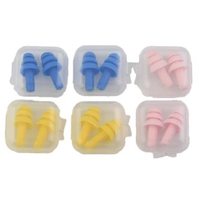 Comfortable Soft Silicone Earplugs in Cases 6 Sets for Noise Reduction - Picture 1 of 12
