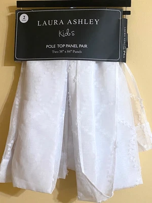 Clip de celosía Laura Ashley niños cortinas transparentes varilla bolsillo 38" W x 84" L ~ par blanco Foto 1 de 4