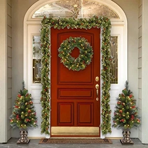 National Tree Company 24" Pre-Lit Artificial Christmas Wreath – Crestwood Spruce - Picture 1 of 3