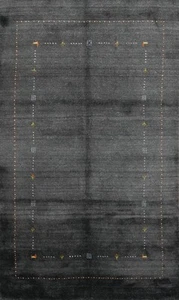 Dark Handmade Area Rug 5x8 Elegant Tribal Style in Bordered Pattern Carpet - Picture 1 of 11