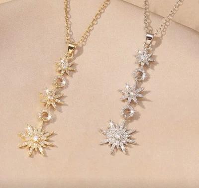 Collana Pendente Stile BOHEMIEN  Stelle Di Natale ZIRCONI - Immagine 1 di 4