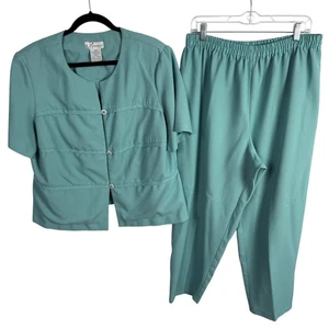 Dressbarn Woman 2 Piece Pants Suit Set Size 20W Light Mint Green - Picture 1 of 9
