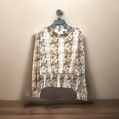Versona Blouse Women’s Size XXL Snake Print Elastic Waist Ruffle Button Back - Image 1 of 4