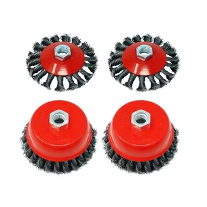 Juego de 4 piezas de cepillo de taza de rueda de nudo giratorio semiplano de alambre para amoladora angular de 115 mm - Imagen 1 de 12