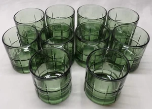 Juego De Colección De 10 ~ Gafas De Bola Baja Anchor Hocking Tartán Verde 8oz - Imagen 1 de 6