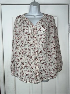Old Navy Women’s Tops Petite Large Floral Long Sleeves Blouse Button Down - Picture 1 of 7