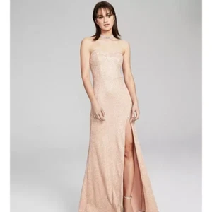 City Studio Juniors' CHAMPAGNE Girls' Strapless Glitter Column Gown, 15 - Picture 1 of 1