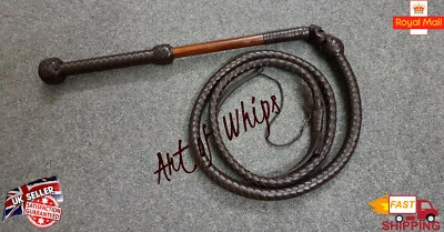 ART OF WHIPS Premium Echt Braun Leder Stock Peitsche 5 Fuß 12 Zöpfe Erwachsene Cowboy Bullpeitsche