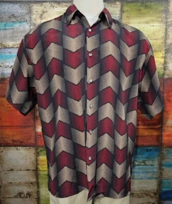 Vintage Monzini Collection 70s Geometric Shirt Men’s L ~  Made In USA ~ RARE! - Image 1 of 4